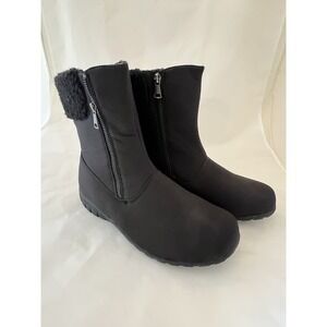 Propet Women's Size 9.5 Black Mid Zip Nylon Winter Rain Boots EUC Show No Wear
